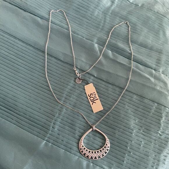 The Sak Pendant Necklace Silver Pewter Color 28 inch‎ Chain NWT - Picture 1 of 9